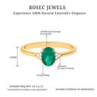 3/4 CT Oval Emerald Engagement Ring with Diamond Trio Emerald - ( AAA ) - Quality - Rosec Jewels