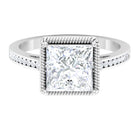 Rosec Jewels-3 CT Rope Frame Solitaire Moissanite Ring with Channel Set Side Stones