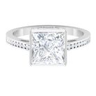 Rosec Jewels-3 CT Bezel Set Solitaire Moissanite Ring with Channel Set Side Stones