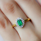 Octagon Cut Emerald Engagement Ring with Diamond Halo Emerald - ( AAA ) - Quality - Rosec Jewels