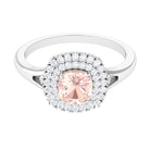 Genuine Morganite Engagement Ring with Diamond Morganite - ( AAA ) - Quality - Rosec Jewels