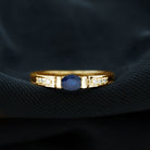 0.5 CT Oval Blue Sapphire East West Solitaire Ring with Diamond Blue Sapphire - ( AAA ) - Quality - Rosec Jewels