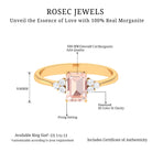 Emerald Cut Morganite Solitaire Engagement Ring with Diamond Trio Morganite - ( AAA ) - Quality - Rosec Jewels