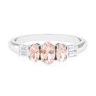 0.75 CT Oval Cut Morganite Three Stone Ring with Diamond Morganite - ( AAA ) - Quality - Rosec Jewels