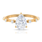 Rosec Jewels-2 CT Three Prong Set Pear Cut Solitaire Moissanite Ring with Spaced Accent