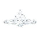 Large Pear Shaped Moissanite Solitaire Engagement Ring in Gold Moissanite - ( D-VS1 ) - Color and Clarity - Rosec Jewels