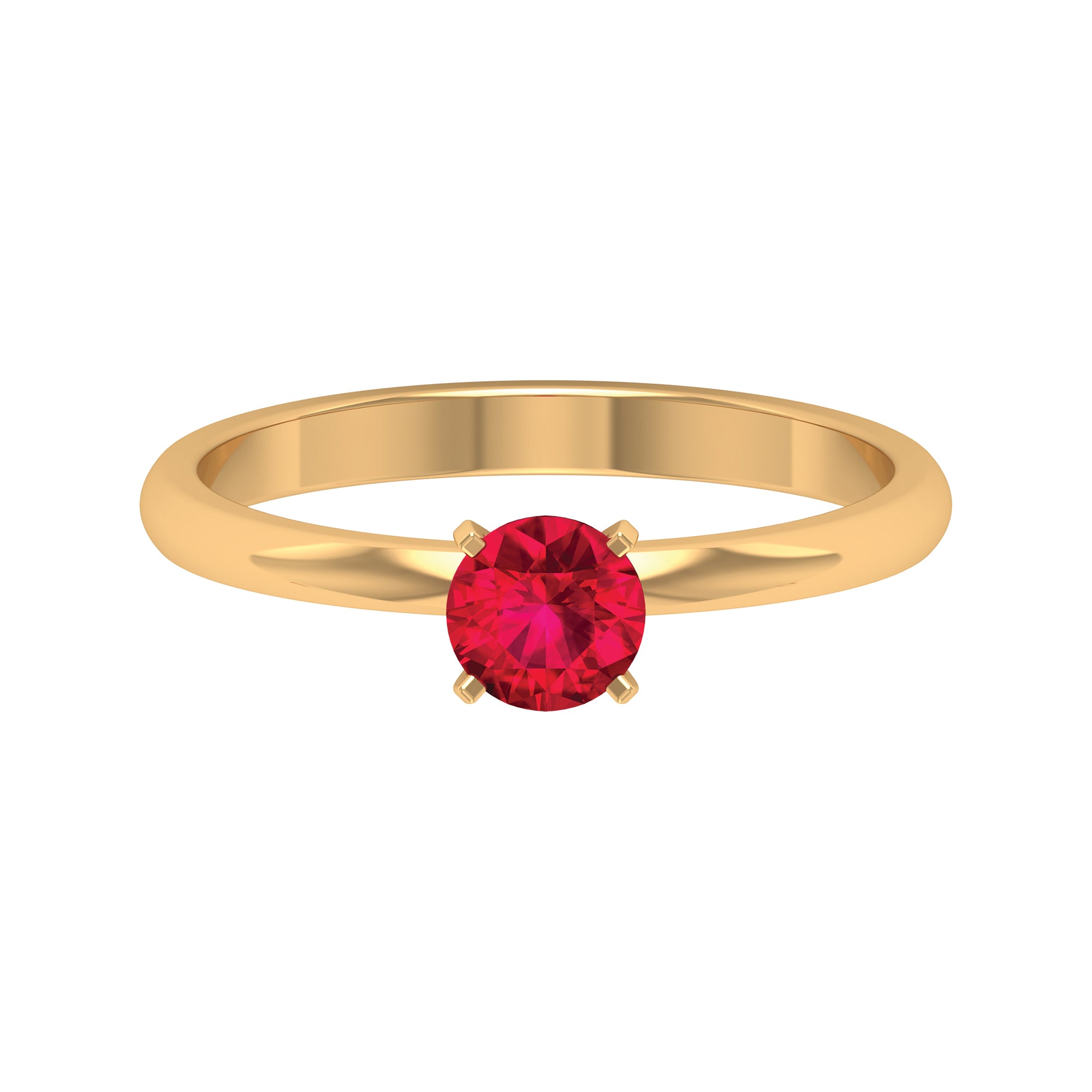 July Birthstone 5 MM Ruby Solitaire Ring in Peg Head Setting Ruby - ( AAA ) - Quality - Rosec Jewels