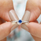 Round Solitaire Blue Sapphire Ring in Split Shank Blue Sapphire - ( AAA ) - Quality - Rosec Jewels