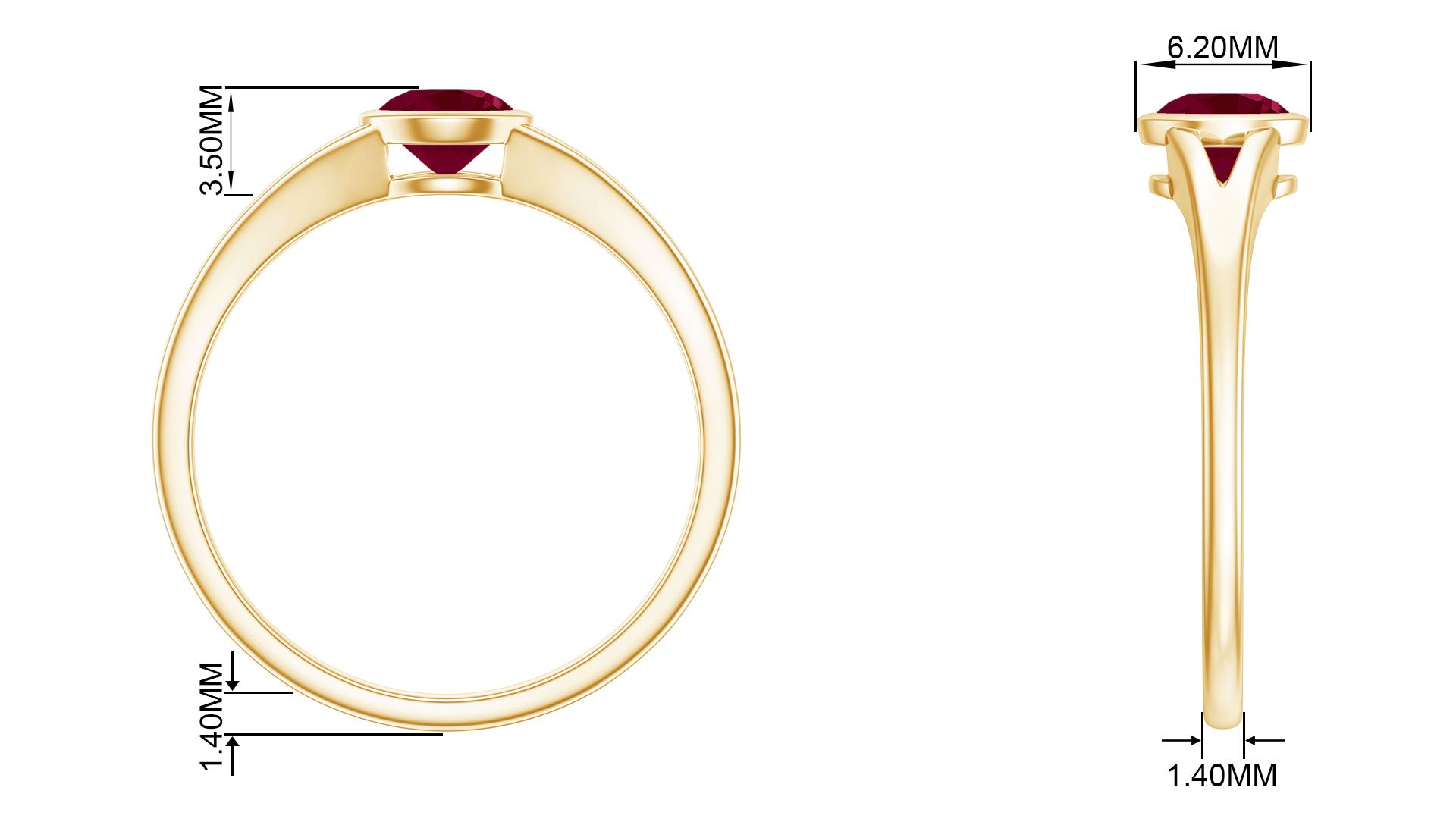 Rosec Jewels-July Birthstone 5 MM Ruby Solitaire Ring in Bezel Setting with Split Shank