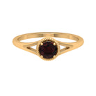 Split Shank Garnet Solitaire Ring with Rope Frame Garnet - ( AAA ) - Quality - Rosec Jewels