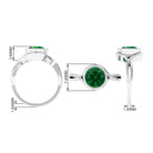 5 MM Round Cut Solitaire Emerald Ring in Bezel Setting with Crossover Shank Emerald - ( AAA ) - Quality - Rosec Jewels