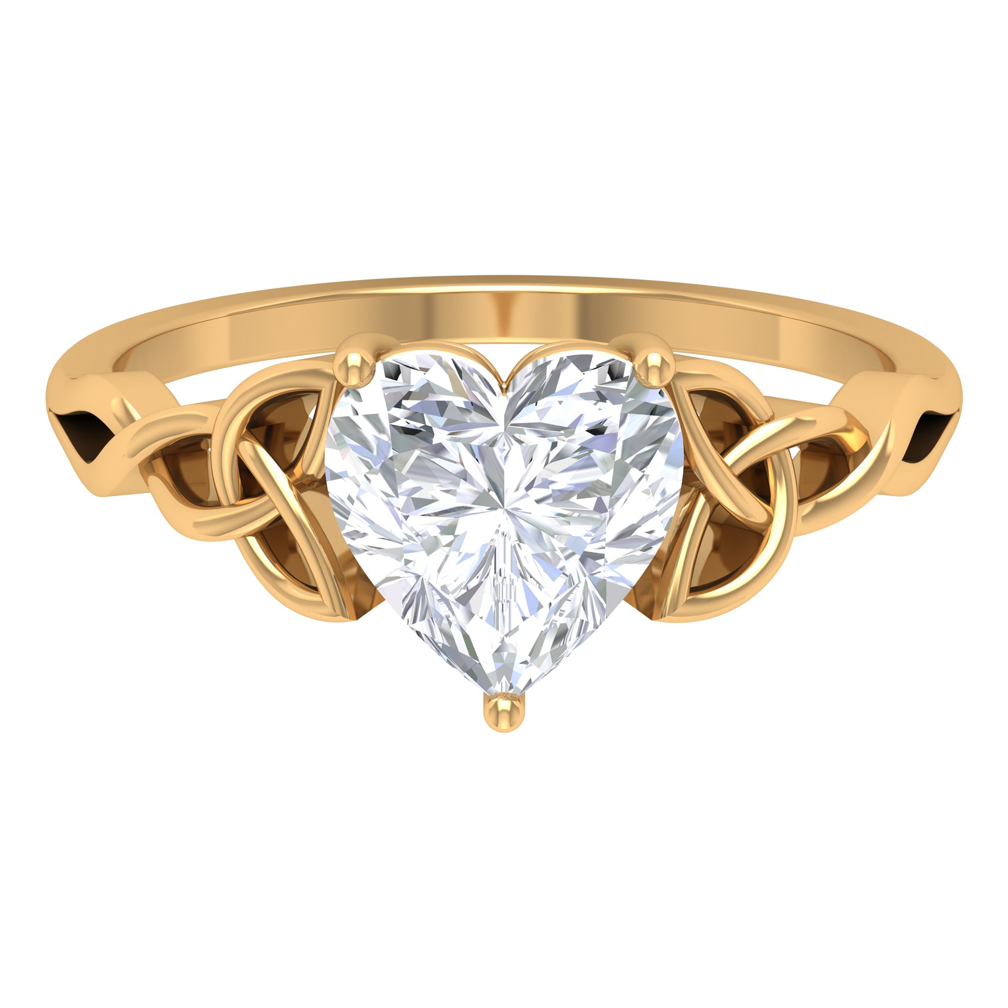 Heart Shaped Moissanite Celtic Engagement Ring Moissanite - ( D-VS1 ) - Color and Clarity - Rosec Jewels