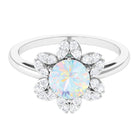 Natural Ethiopian Opal and Diamond Flower Halo Ring Ethiopian Opal - ( AAA ) - Quality - Rosec Jewels