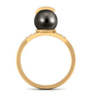 Designer Tahitian Black Pearl Solitaire Engagement Ring with Diamond Tahitian pearl - ( AAA ) - Quality - Rosec Jewels