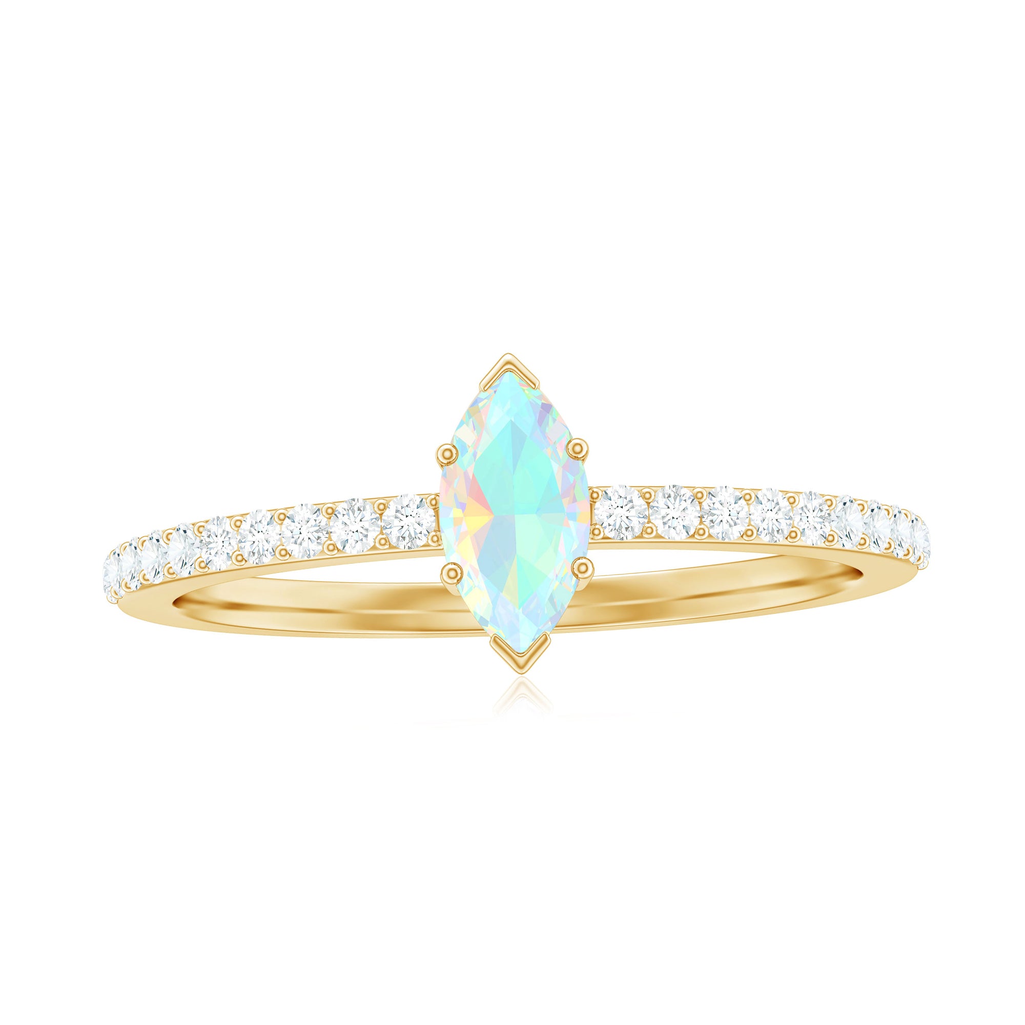 1/2 CT Minimal Marquise Cut Ethiopian Opal and Diamond Promise Ring Ethiopian Opal - ( AAA ) - Quality - Rosec Jewels