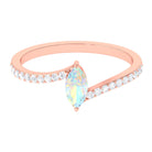 1/2 CT Marquise Cut Ethiopian Opal Minimal Solitaire Ring with Bypass Diamond Ethiopian Opal - ( AAA ) - Quality - Rosec Jewels