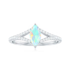 3/4 CT Minimal Ethiopian Opal Solitaire Split Shank Ring with Diamond Ethiopian Opal - ( AAA ) - Quality - Rosec Jewels