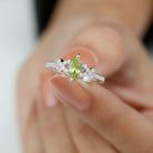 1 CT Peridot Engagement Ring with Diamond Stones Peridot - ( AAA ) - Quality - Rosec Jewels