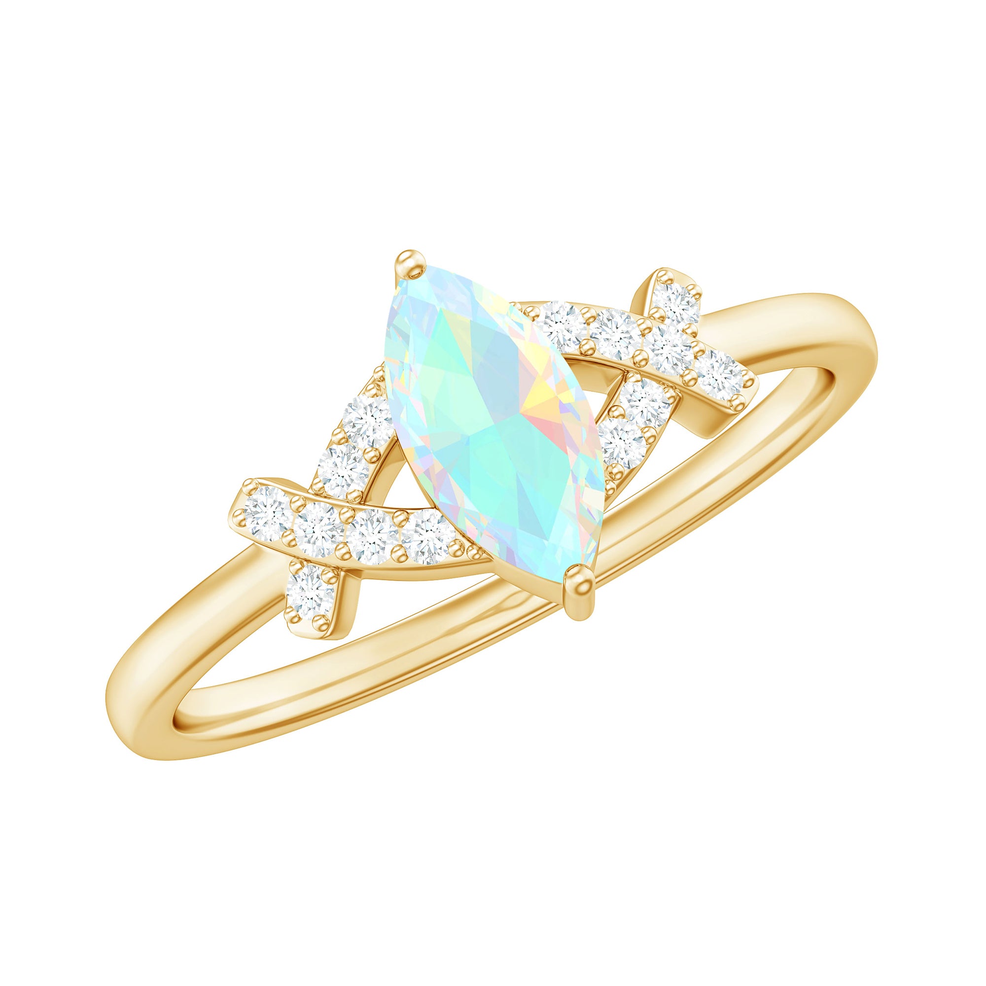 3/4 CT Marquise Cut Ethiopian Opal and Diamond Minimal Ring Ethiopian Opal - ( AAA ) - Quality - Rosec Jewels