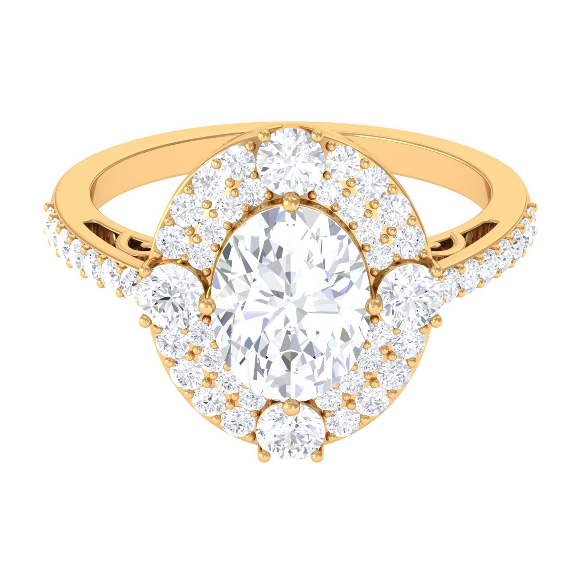 Cubic Zirconia Statement Engagement Ring Zircon - ( AAAA ) - Quality - Rosec Jewels