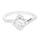 1.75 CT Bypass Shank Round Zircon Flower Engagement Ring Zircon - ( AAAA ) - Quality - Rosec Jewels