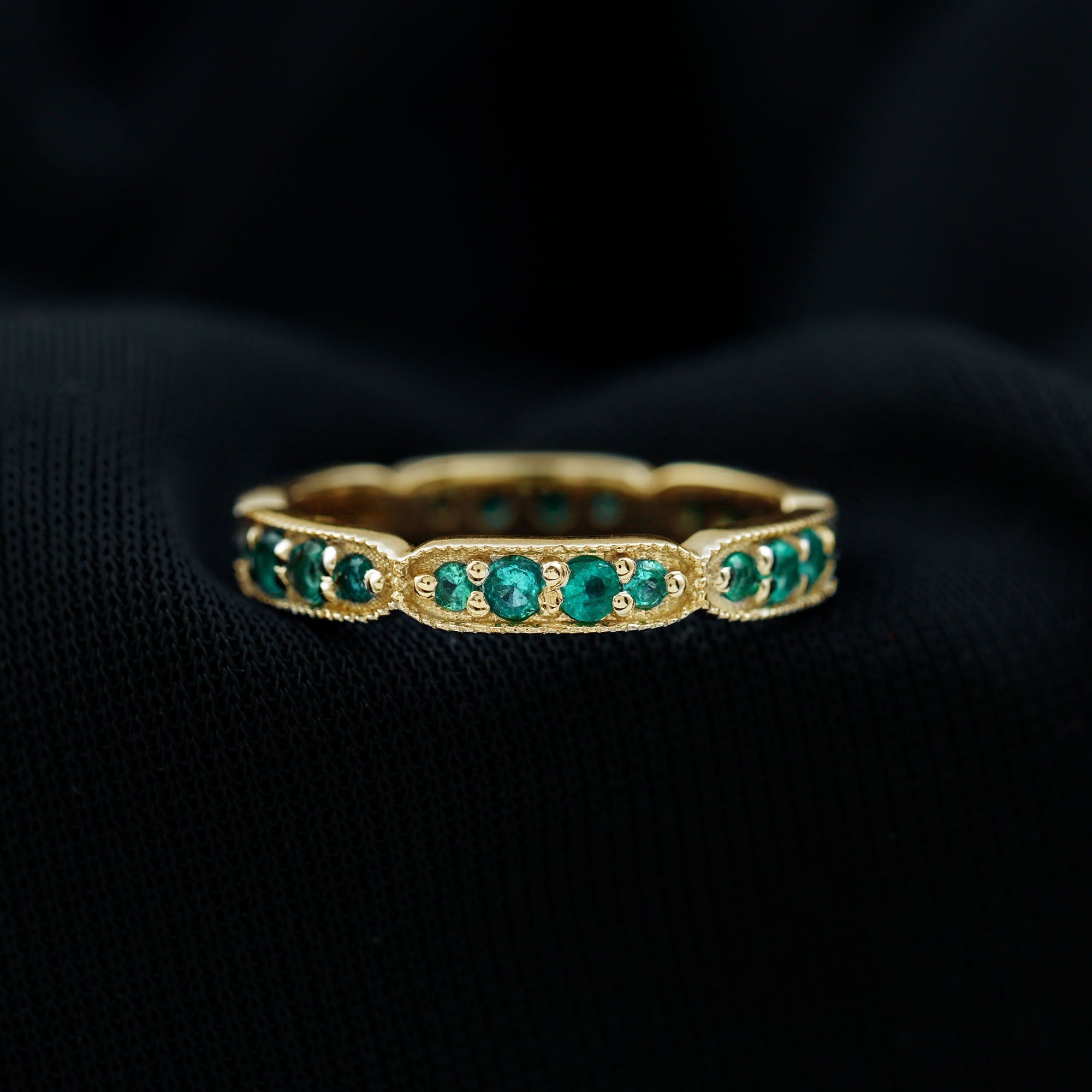 1 CT Emerald Eternity Ring in Pin Point Setting for Women Emerald - ( AAA ) - Quality - Rosec Jewels