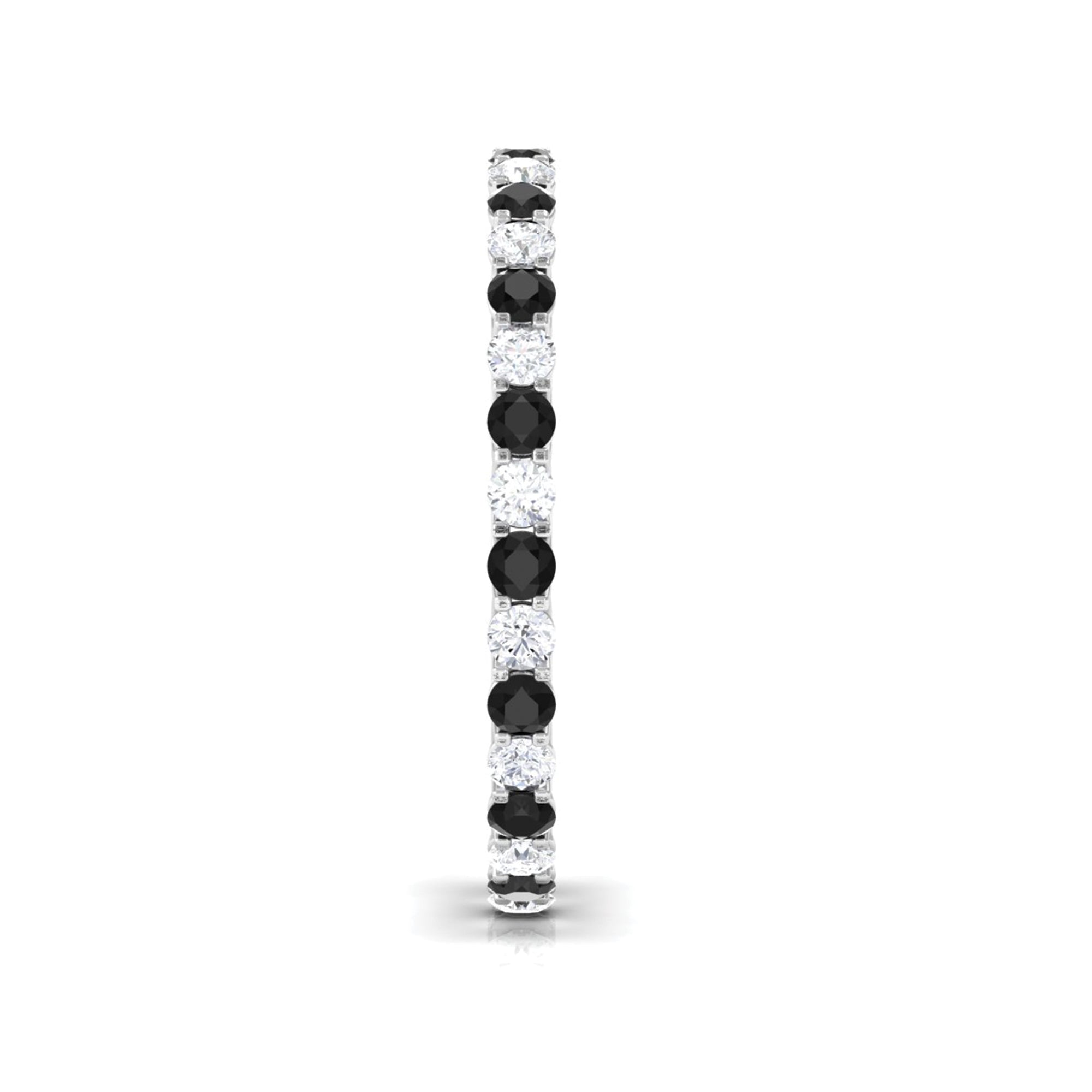 1.75 CT Black Diamond and Moissanite Full Eternity Ring in Trellis Setting Black Diamond - ( AAA ) - Quality - Rosec Jewels