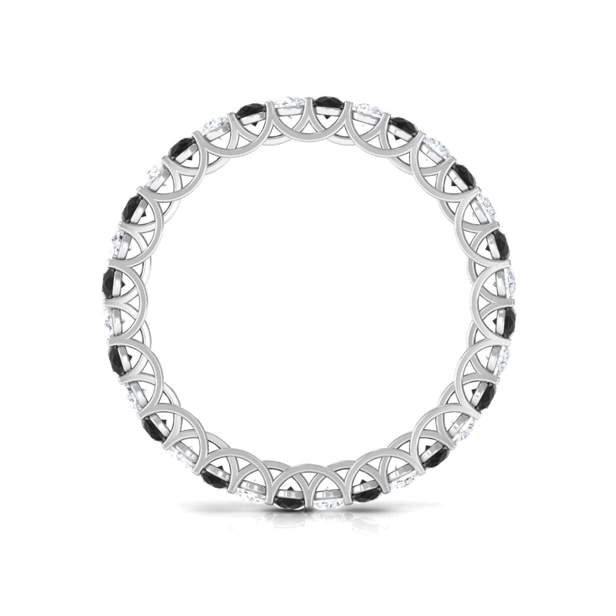 1.75 CT Black Diamond and Moissanite Full Eternity Ring in Trellis Setting Black Diamond - ( AAA ) - Quality - Rosec Jewels