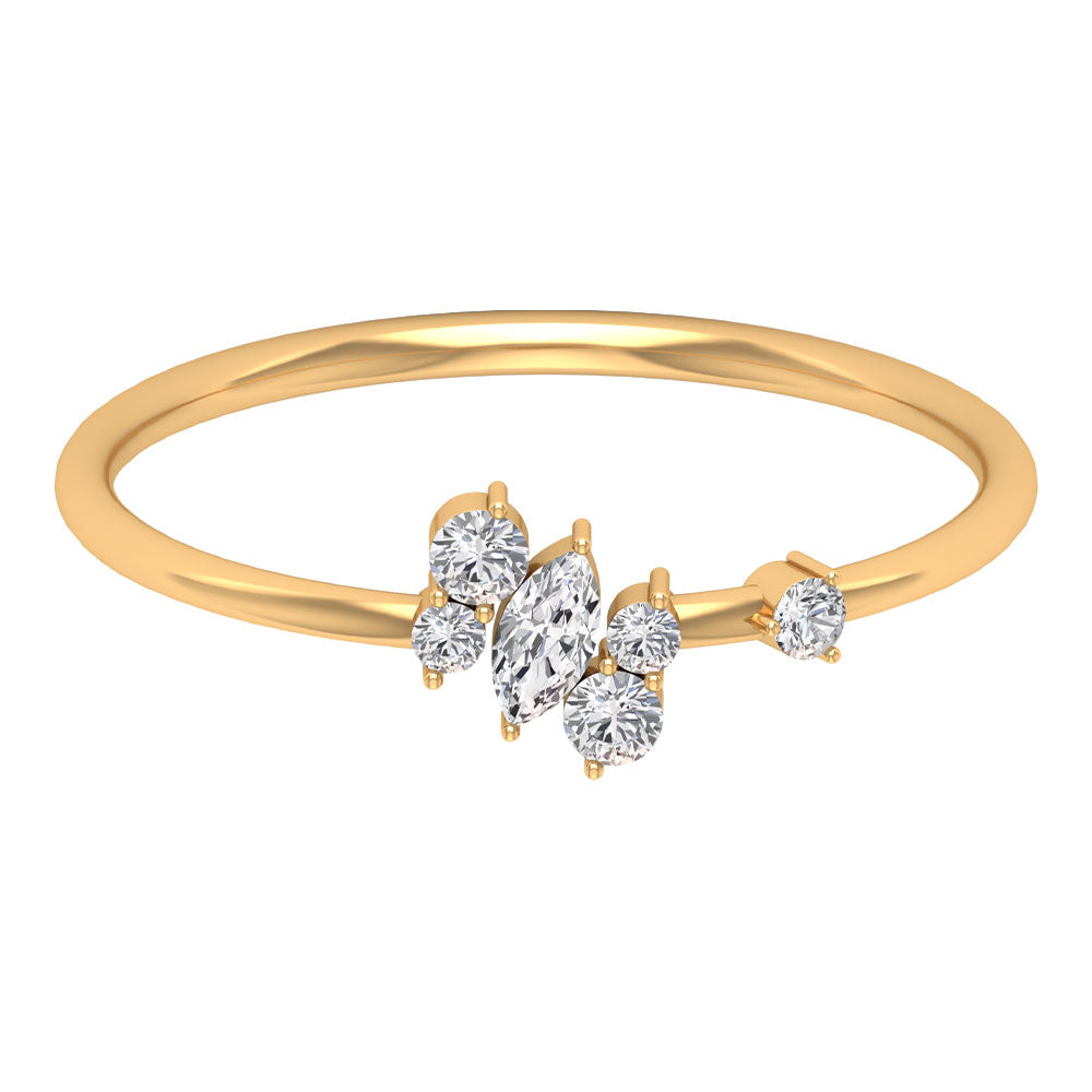 1/4 CT Natural Diamond Minimal Promise Ring in Gold Diamond - ( HI-SI ) - Color and Clarity - Rosec Jewels