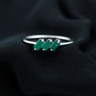 1/2 CT Baguette Cut 2 Prong Set Emerald Three Stone Ring Emerald - ( AAA ) - Quality - Rosec Jewels