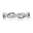 Diamond and Leaf Band Ring with Milgrain Details Diamond - ( HI-SI ) - Color and Clarity - Rosec Jewels