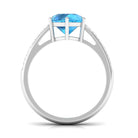 Round Swiss Blue Topaz Solitaire Ring with Diamond Side Stones Swiss Blue Topaz - ( AAA ) - Quality - Rosec Jewels