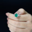 Created Emerald Solitaire Teardrop Ring with Hidden Moissanite Lab Created Emerald - ( AAAA ) - Quality - Rosec Jewels