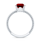 Pear Cut Created Ruby Solitaire Ring with Hidden Moissanite Lab Created Ruby - ( AAAA ) - Quality - Rosec Jewels