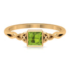 5 MM Princess Cut Peridot Celtic Solitaire Ring in Bezel Setting Peridot - ( AAA ) - Quality - Rosec Jewels