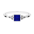 5 MM Princess Cut Lab Grown Blue Sapphire Celtic Solitaire Ring Lab Created Blue Sapphire - ( AAAA ) - Quality - Rosec Jewels