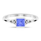 5 MM Princess Cut Tanzanite Solitaire Celtic Ring in Bezel Setting Tanzanite - ( AAA ) - Quality - Rosec Jewels