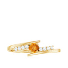 Minimal Citrine and Diamond Bypass Promise Ring Citrine - ( AAA ) - Quality - Rosec Jewels