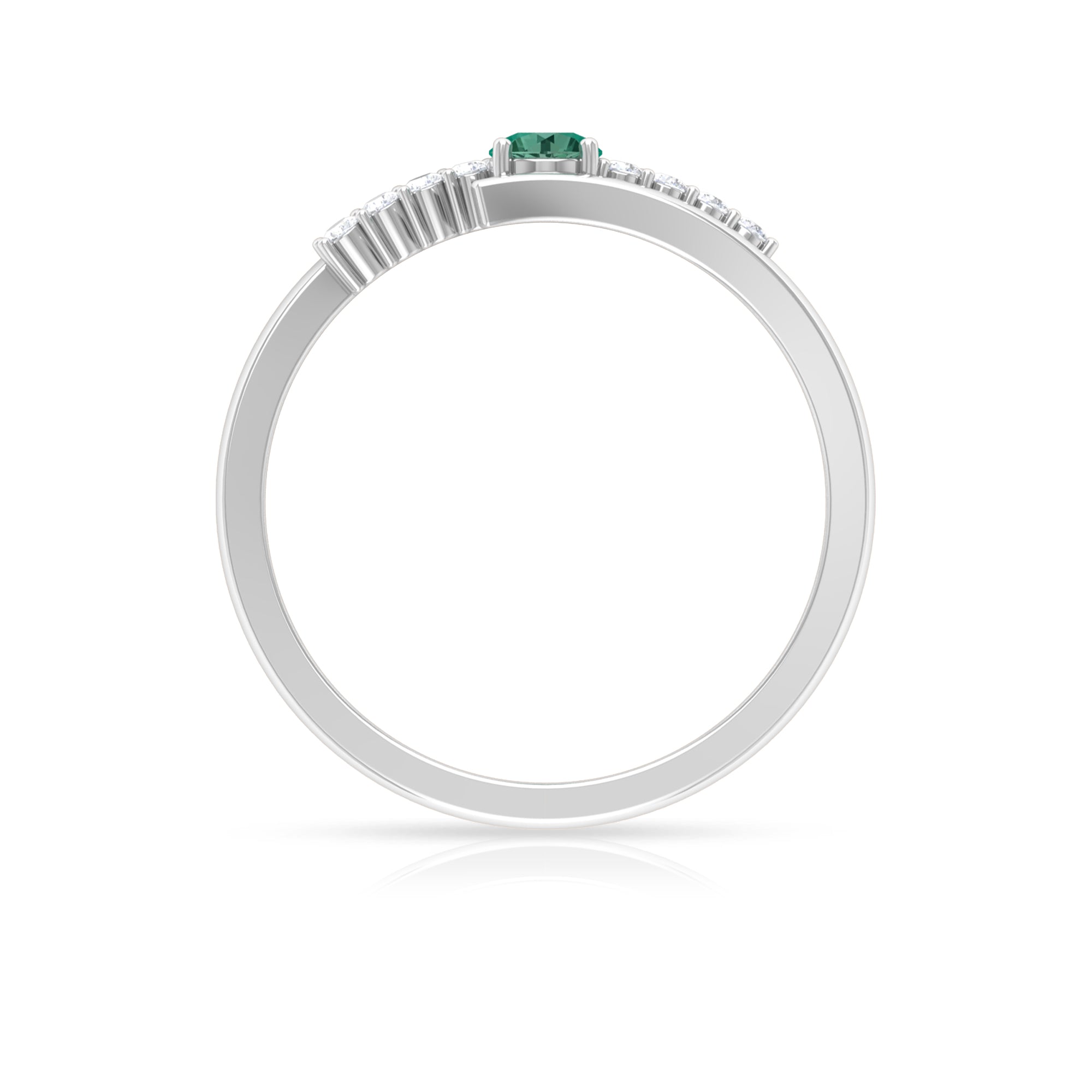 Minimal Green Sapphire and Diamond Bypass Promise Ring Green Sapphire - ( AAA ) - Quality - Rosec Jewels