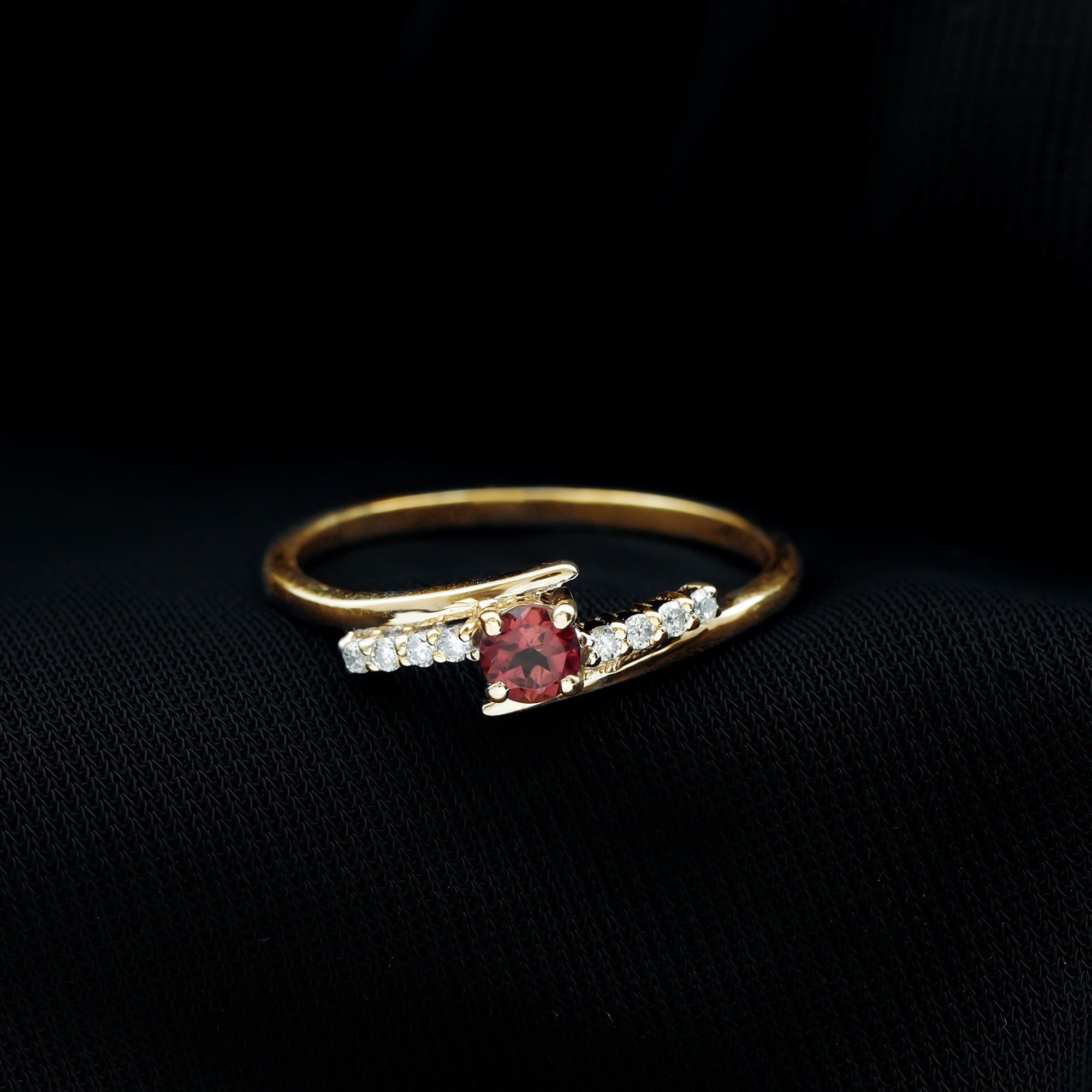 Minimal Pink Tourmaline and Diamond Bypass Promise Ring Pink Tourmaline - ( AAA ) - Quality - Rosec Jewels