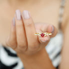 Lab-Lab Grown Ruby and Diamond Minimal Promise Ring Lab Created Ruby - ( AAAA ) - Quality - Rosec Jewels