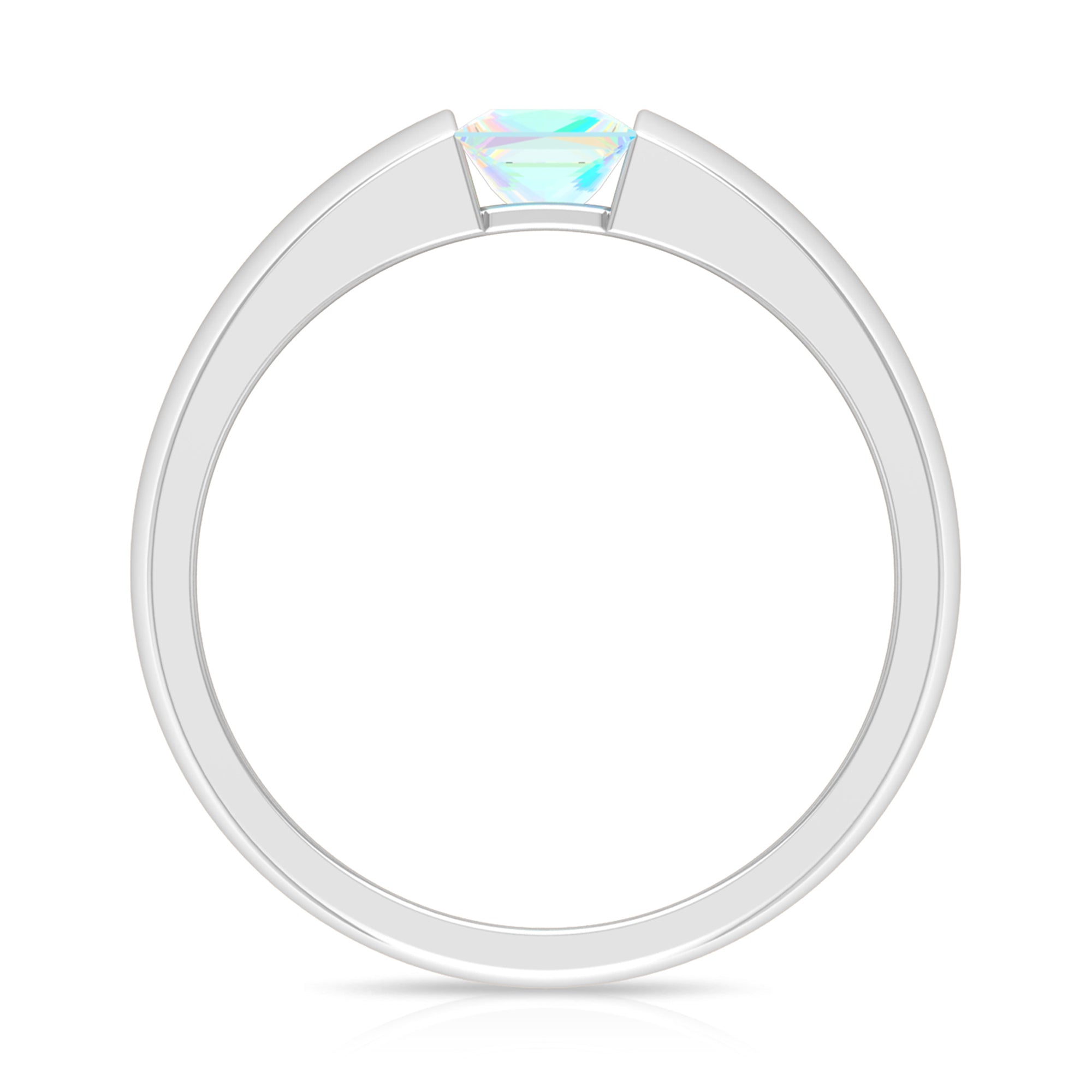 Princess Cut Ethiopian Opal Solitaire Band Ring Ethiopian Opal - ( AAA ) - Quality - Rosec Jewels