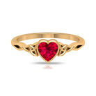 Heart Shape Ruby Solitaire Ring in Bezel Setting with Celtic Details Ruby - ( AAA ) - Quality - Rosec Jewels