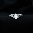 5X7 MM Pear Cut Moissanite Solitaire Ring with Celtic Detailing Moissanite - ( D-VS1 ) - Color and Clarity - Rosec Jewels