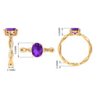 2.75 CT Oval Amethyst and Diamond Braided Engagement Ring Amethyst - ( AAA ) - Quality - Rosec Jewels