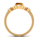 Oval Citrine Cocktail Ring with Diamond Citrine - ( AAA ) - Quality - Rosec Jewels