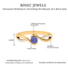 Tanzanite and Diamond Solitaire Bypass Ring Tanzanite - ( AAA ) - Quality - Rosec Jewels