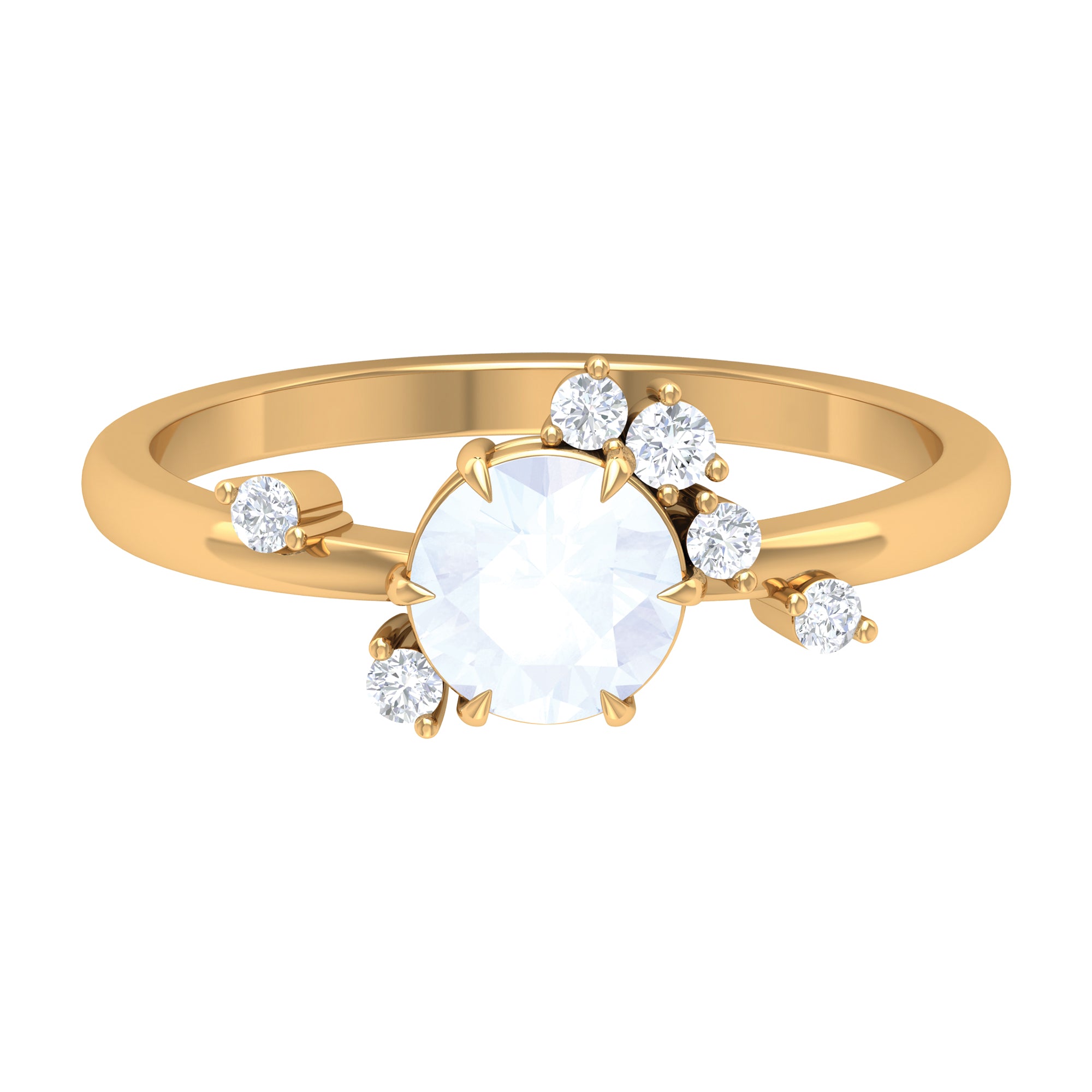 Moonstone and Diamond Scatter Promise Ring Moonstone - ( AAA ) - Quality - Rosec Jewels