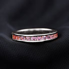 1.75 CT Round Created Pink Sapphire Semi Eternity Band Ring in Channel Setting Lab Created Pink Sapphire - ( AAAA ) - Quality - Rosec Jewels