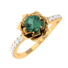 Green Sapphire and Diamond Flower Engagement Ring Green Sapphire - ( AAA ) - Quality - Rosec Jewels